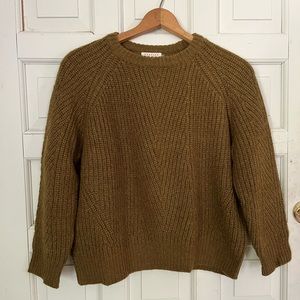 Beautifully knit, slightly cropped and boxy golden brown DEMILEE sweater